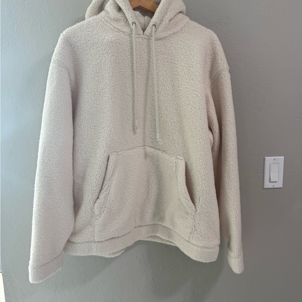 Urban Outfitters Sherpa Fleece Hoodie - Cream (Size Small)